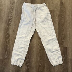 J. Crew Cream Elastic Waist Pants Linen Blend